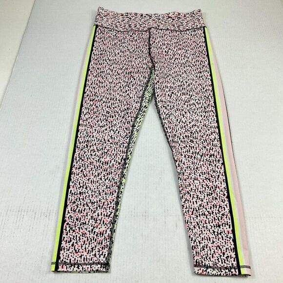 DKNY Sport Womens Cropped Leggings Colorful Print Mid Rise Pull On Size Large - Picture 1 of 12